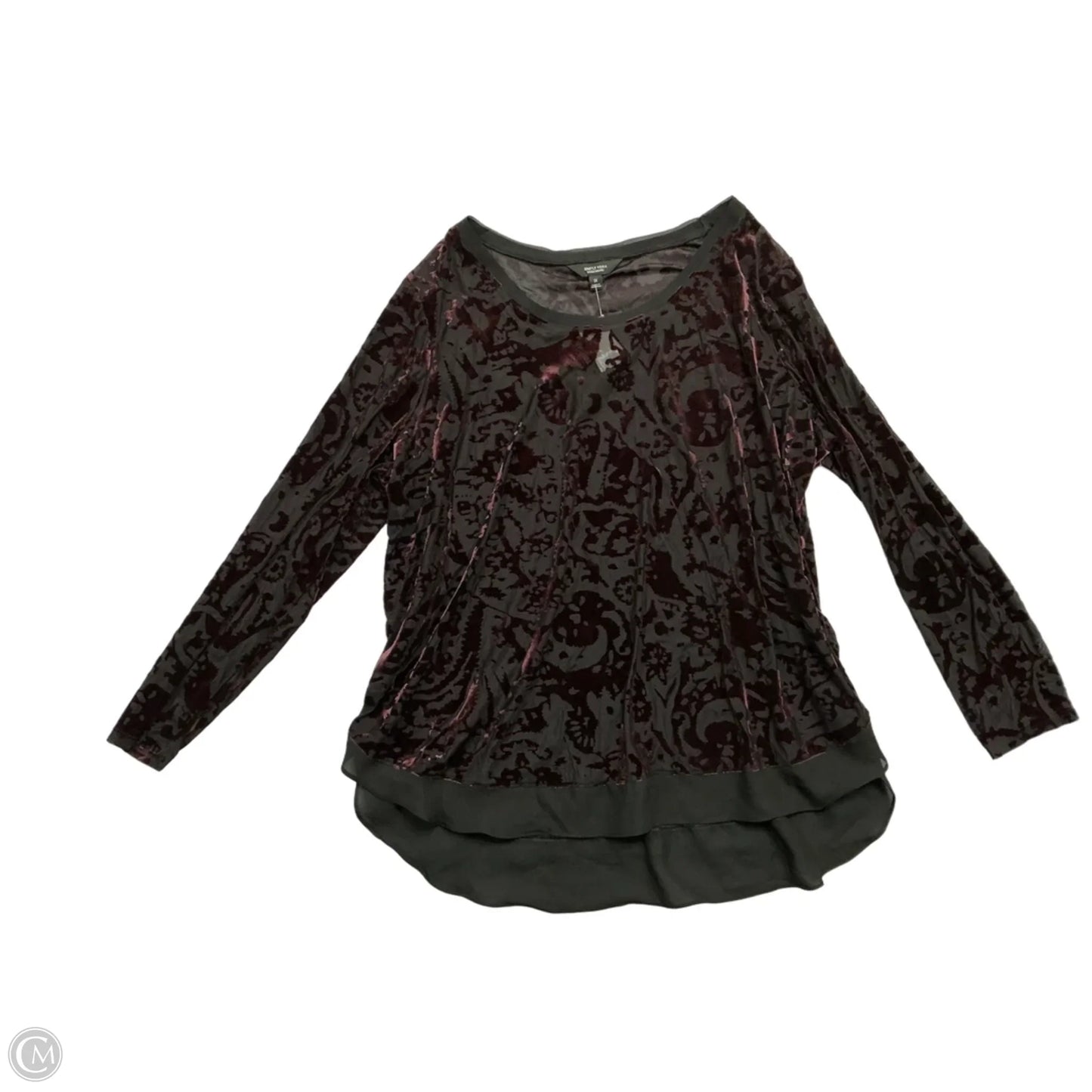 Top Long Sleeve By Simply Vera In Black & Purple, Size: 1x