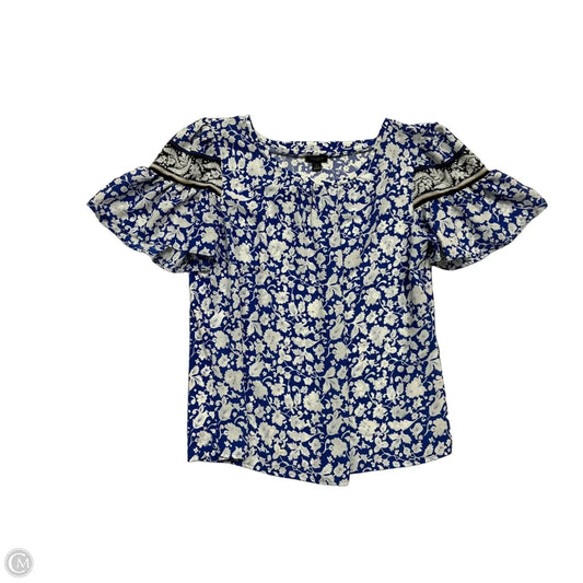Top Short Sleeve By Ann Taylor In Blue & White, Size: Xl