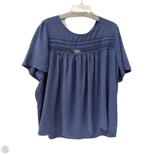 Top Short Sleeve By Shein In Navy, Size: 4x