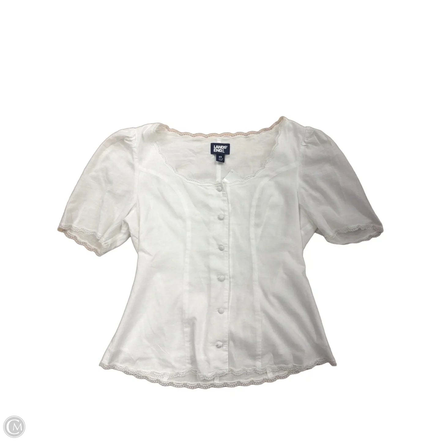Top Short Sleeve By Lands End In White, Size: Xs