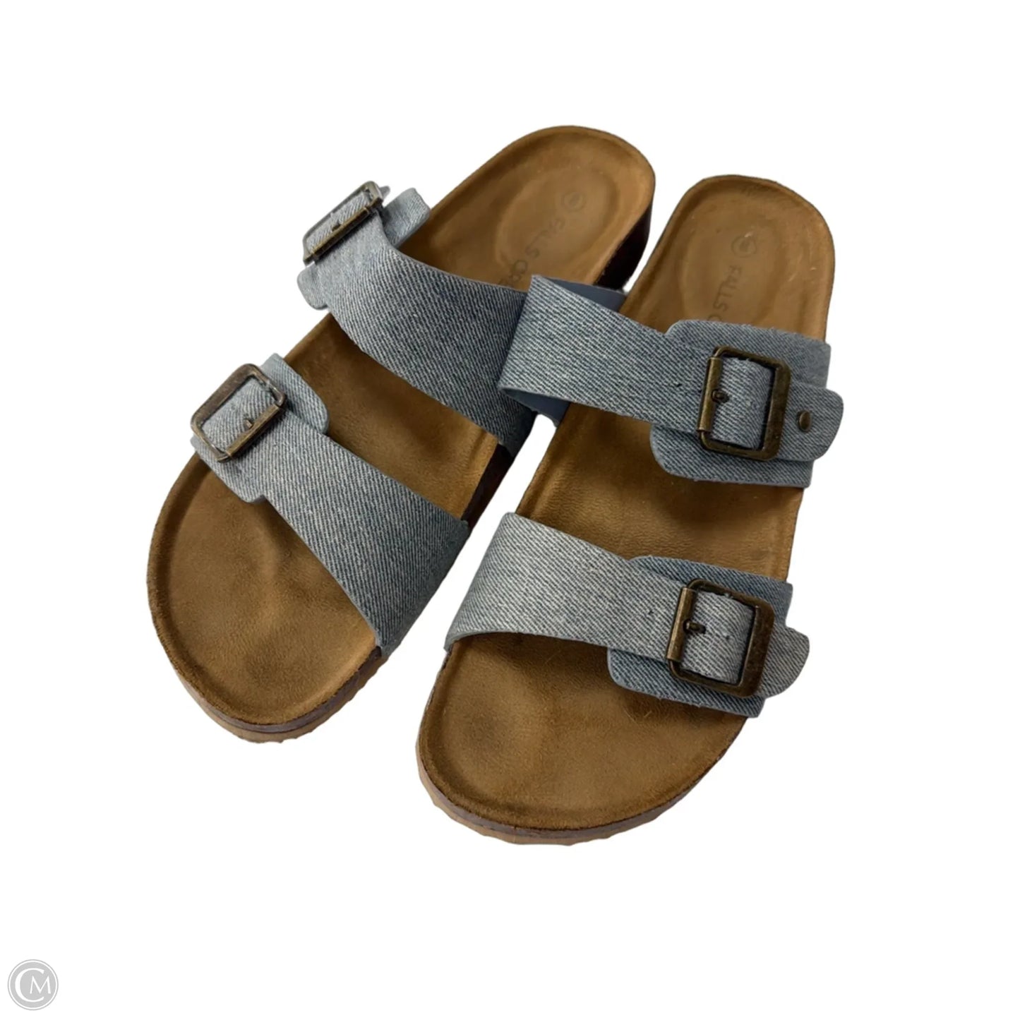 Sandals Flats By Falls Creek In Blue Denim, Size: 8