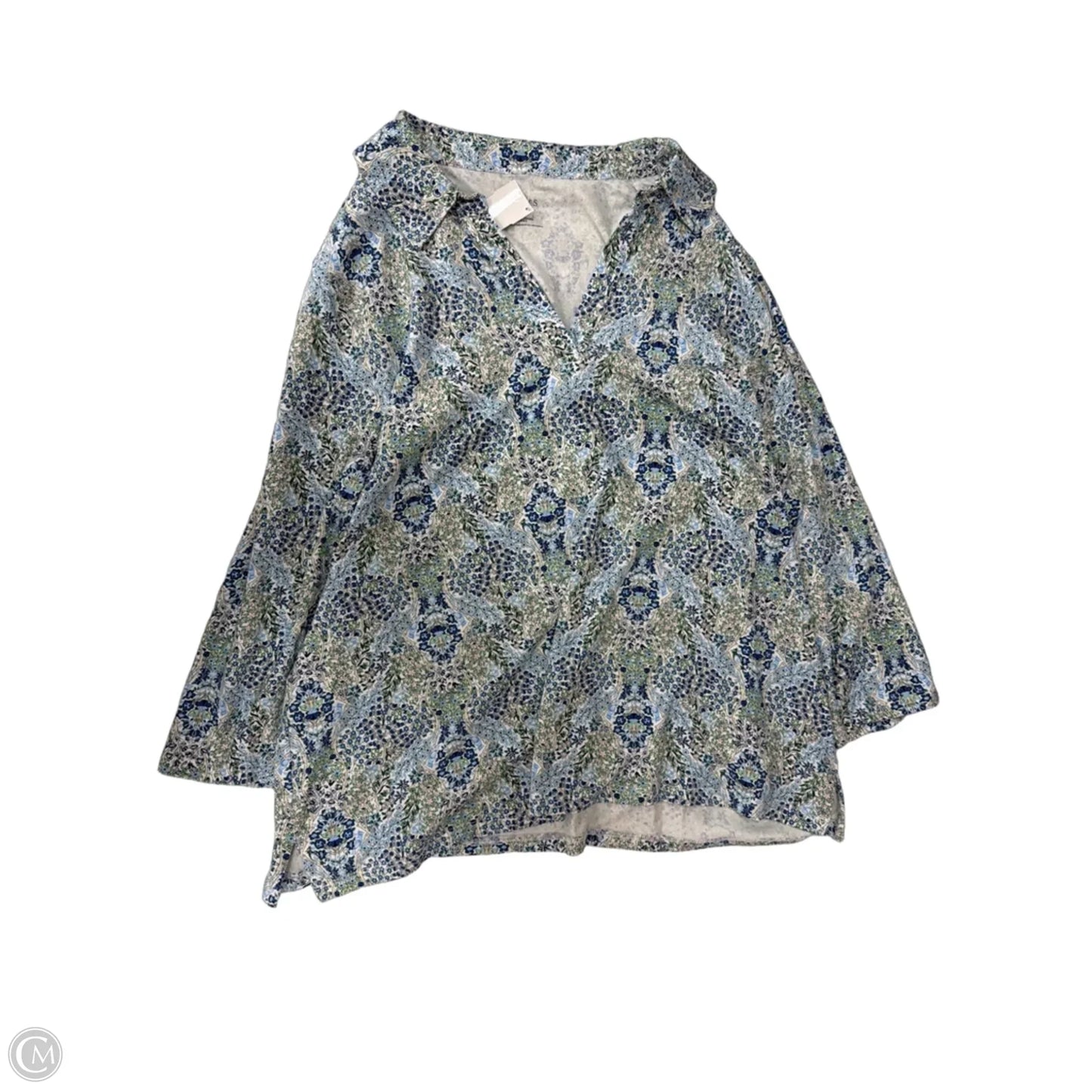 Top 3/4 Sleeve By Talbots In Floral Print, Size: 2x