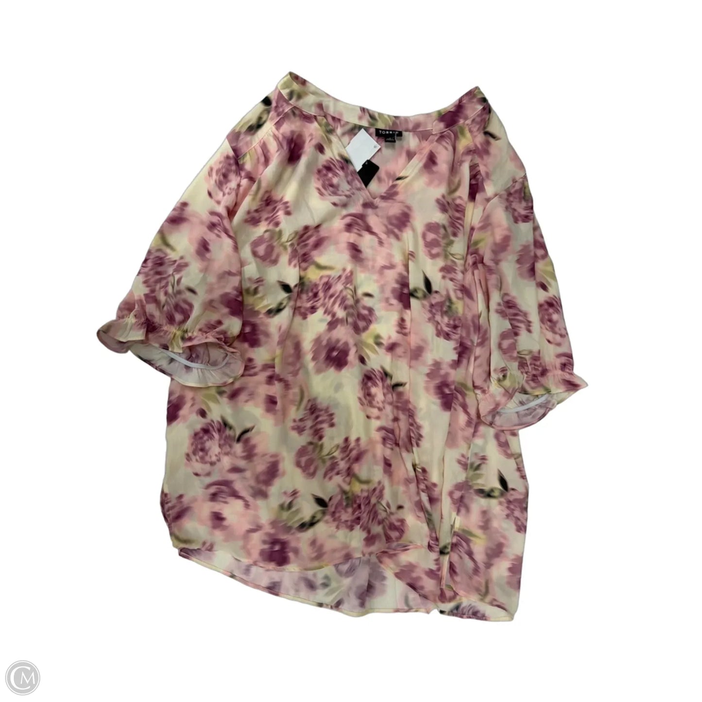 Top Short Sleeve By Torrid In Cream & Purple, Size: 2x