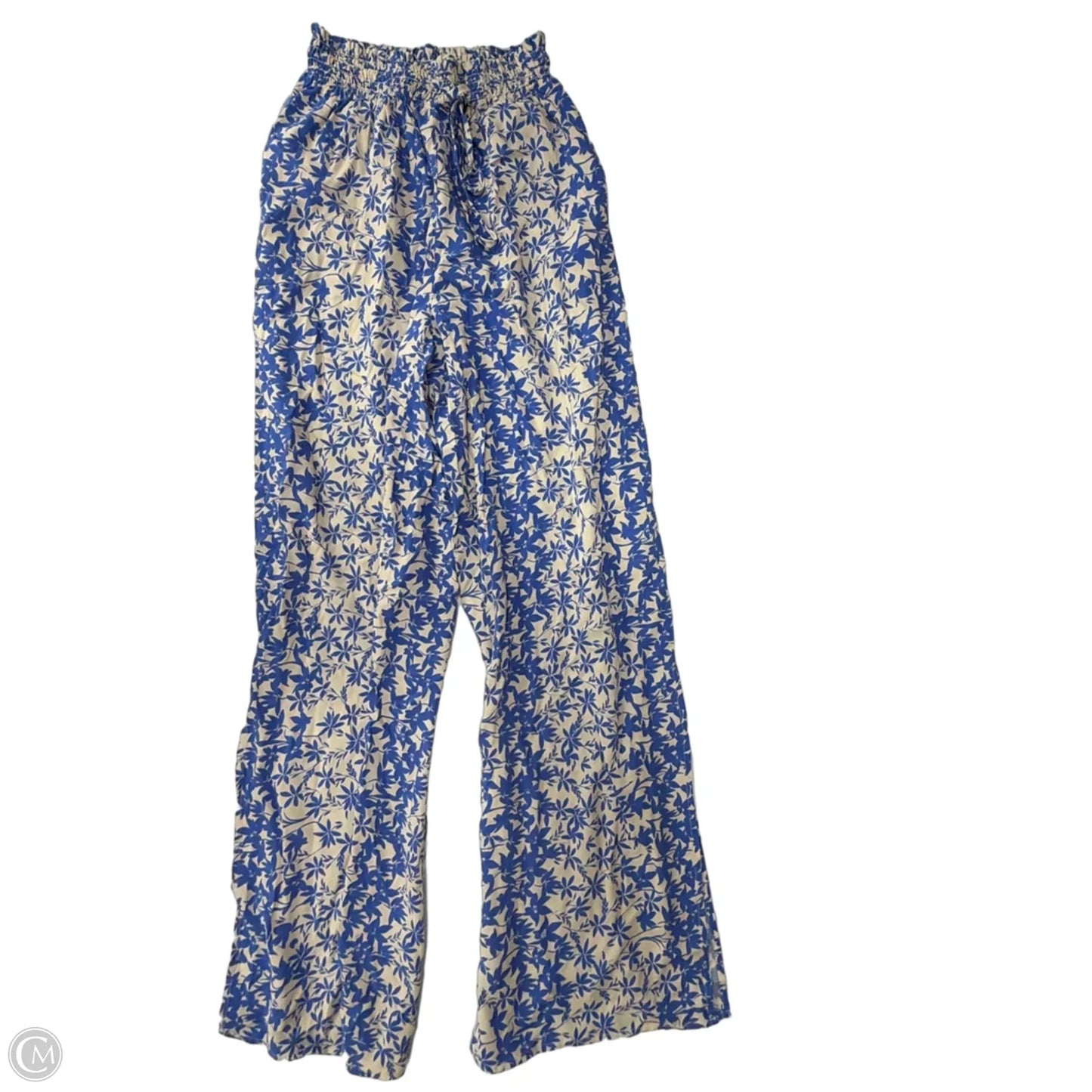 Pants Wide Leg By By Together In Blue & Cream, Size: M