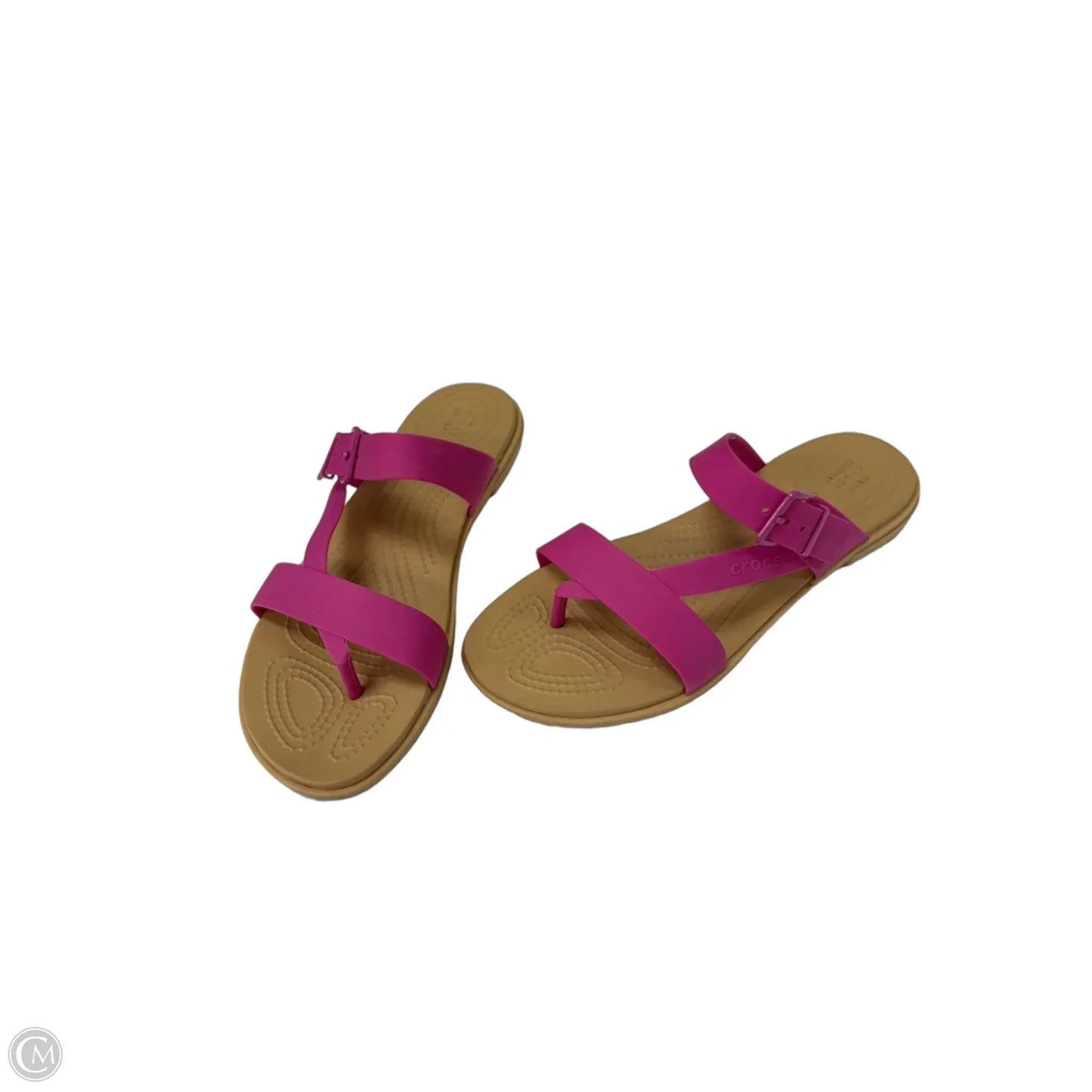Sandals Flats By Crocs In Pink, Size: 9