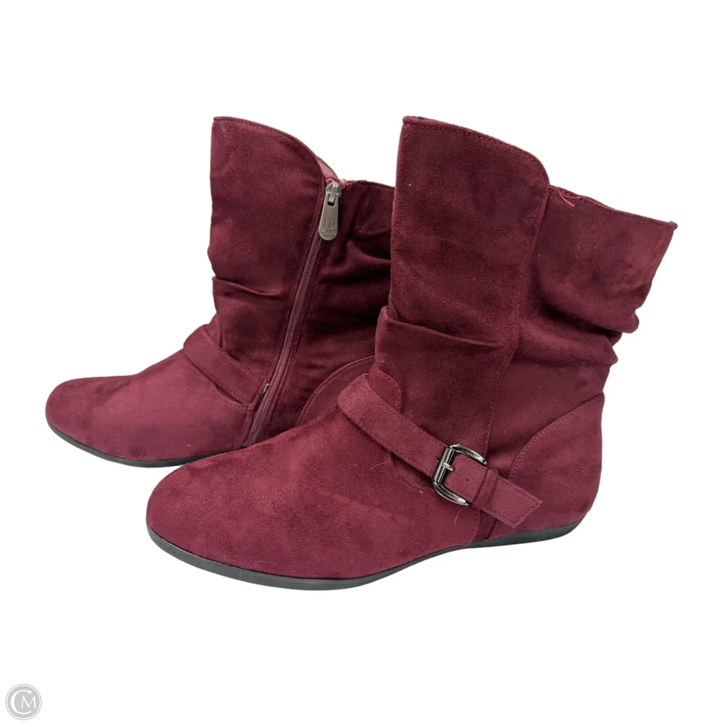Boots Mid-calf Flats By Clothes Mentor In Maroon, Size: 11