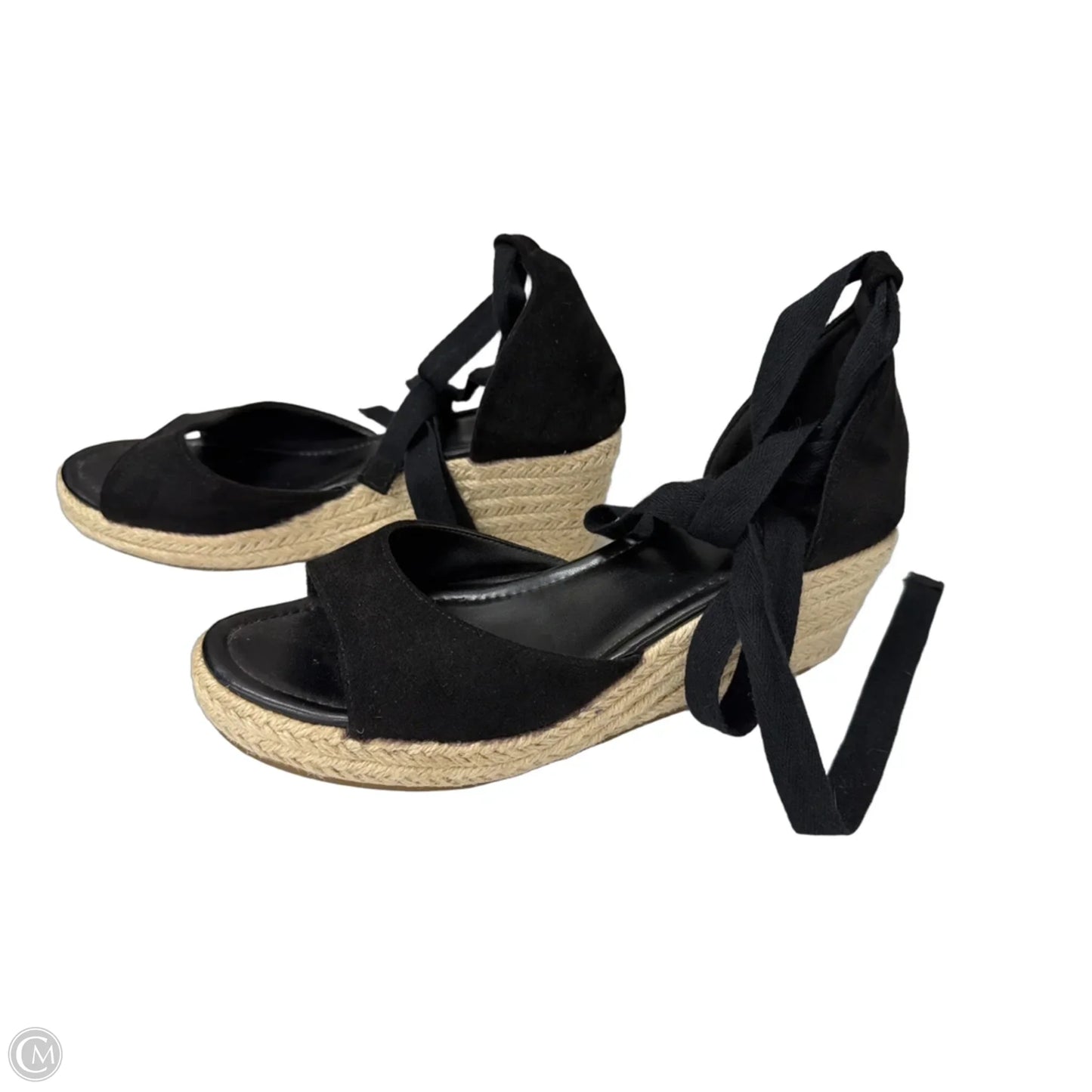 Sandals Heels Wedge By Clothes Mentor In Black, Size: 11