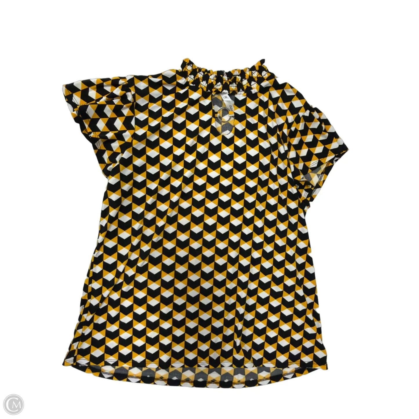 Top Short Sleeve By Ny Collection In Black & Yellow, Size: 1x