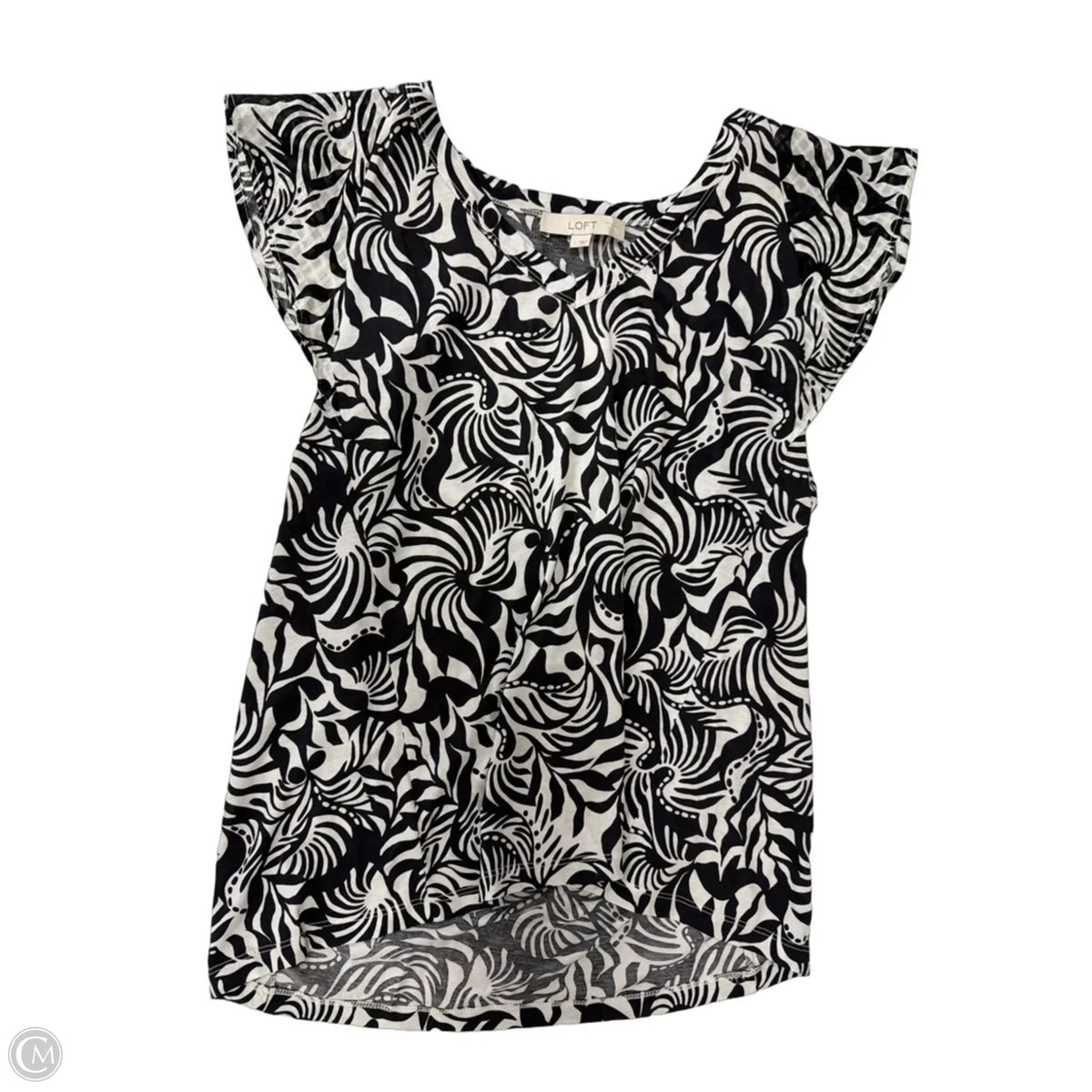 Top Sleeveless By Loft In Black & White, Size: L