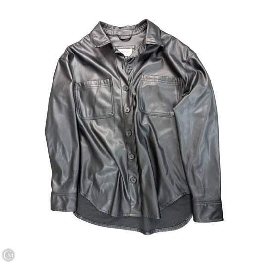 Jacket Shirt By American Eagle In Black, Size: Xs