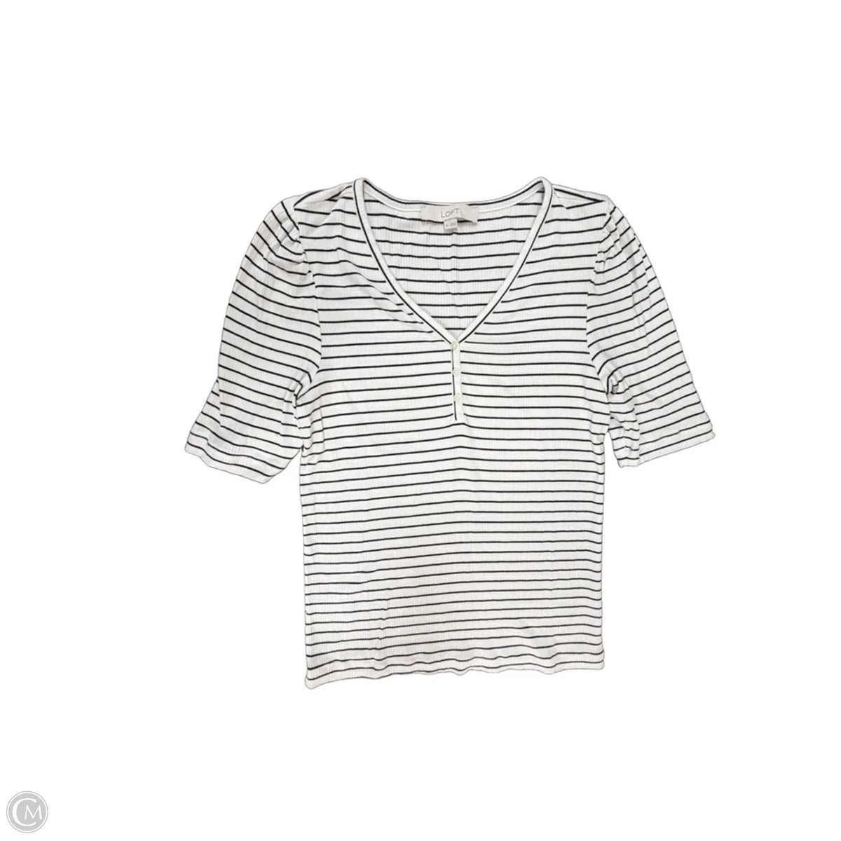 Top Short Sleeve By Loft In Striped Pattern, Size: M