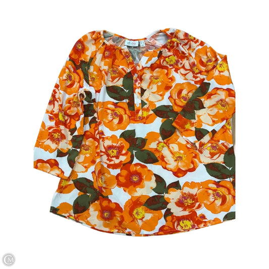 Top Long Sleeve By Denim and Co. In Floral Print, Size: L
