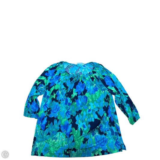 Top Long Sleeve By Susan Graver In Blue & Green, Size: Xl
