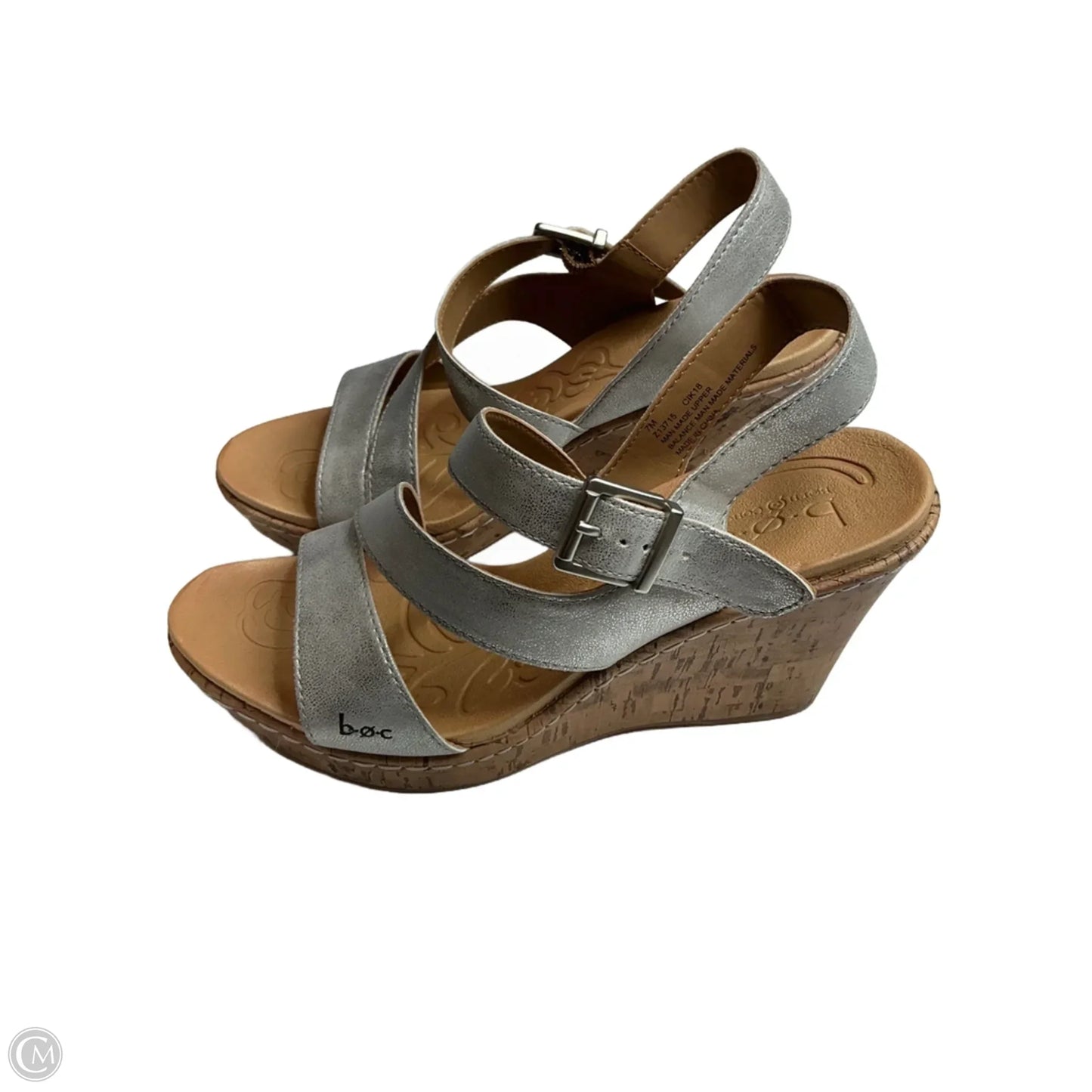 Sandals Heels Wedge By Boc In Silver, Size: 7