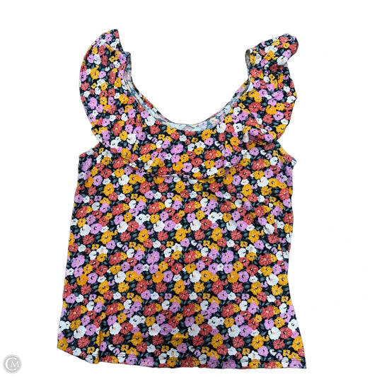 Top Sleeveless By Loft In Floral Print, Size: L