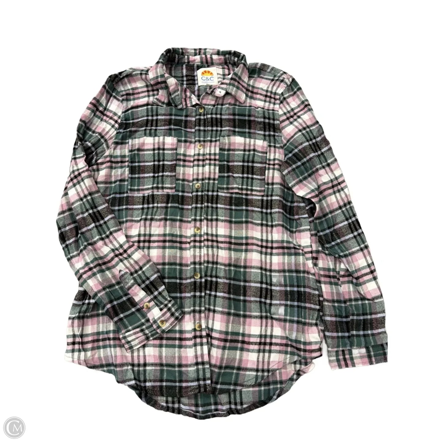 Top Long Sleeve By C And C In Plaid Pattern, Size: Xl