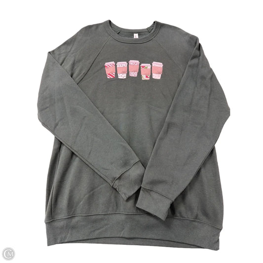 Top Long Sleeve By Bella + Canvas In Green, Size: Xl