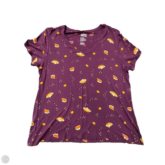 Top Short Sleeve By Celebrate Together In Purple, Size: 1x