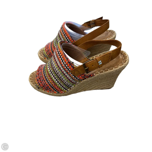 Sandals Heels Wedge By Toms In Multi-colored, Size: 8.5