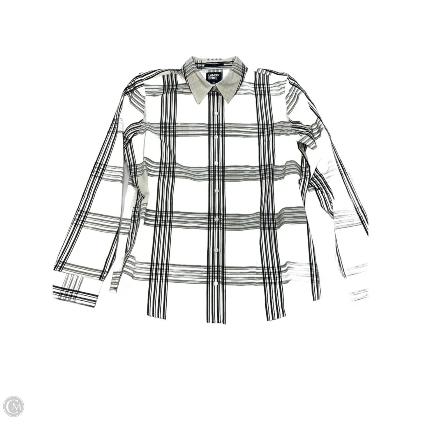 Top Long Sleeve By Lands End In Plaid Pattern, Size: M