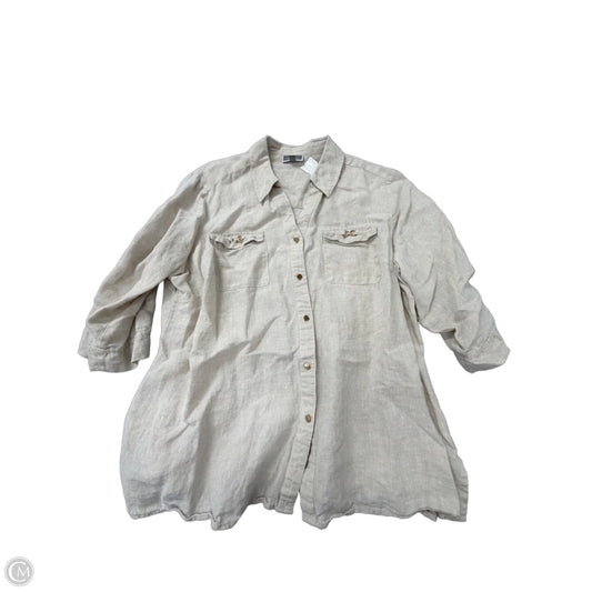 Top 3/4 Sleeve By Jm Collections In Tan, Size: 1x