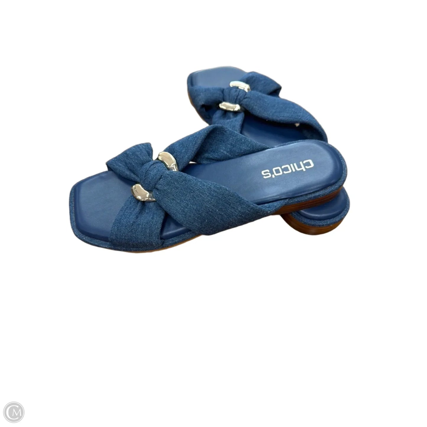 Sandals Flats By Chicos In Blue Denim, Size: 8.5