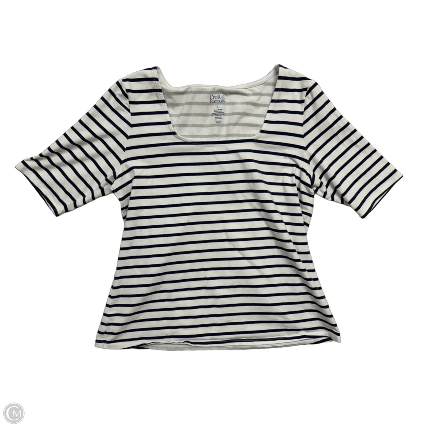 Top Short Sleeve By Croft And Barrow In Striped Pattern, Size: L