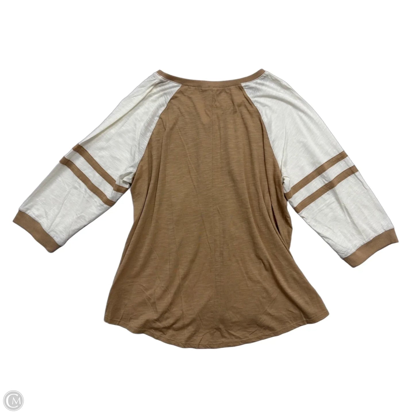 Top 3/4 Sleeve By Cato In Brown, Size: 1x