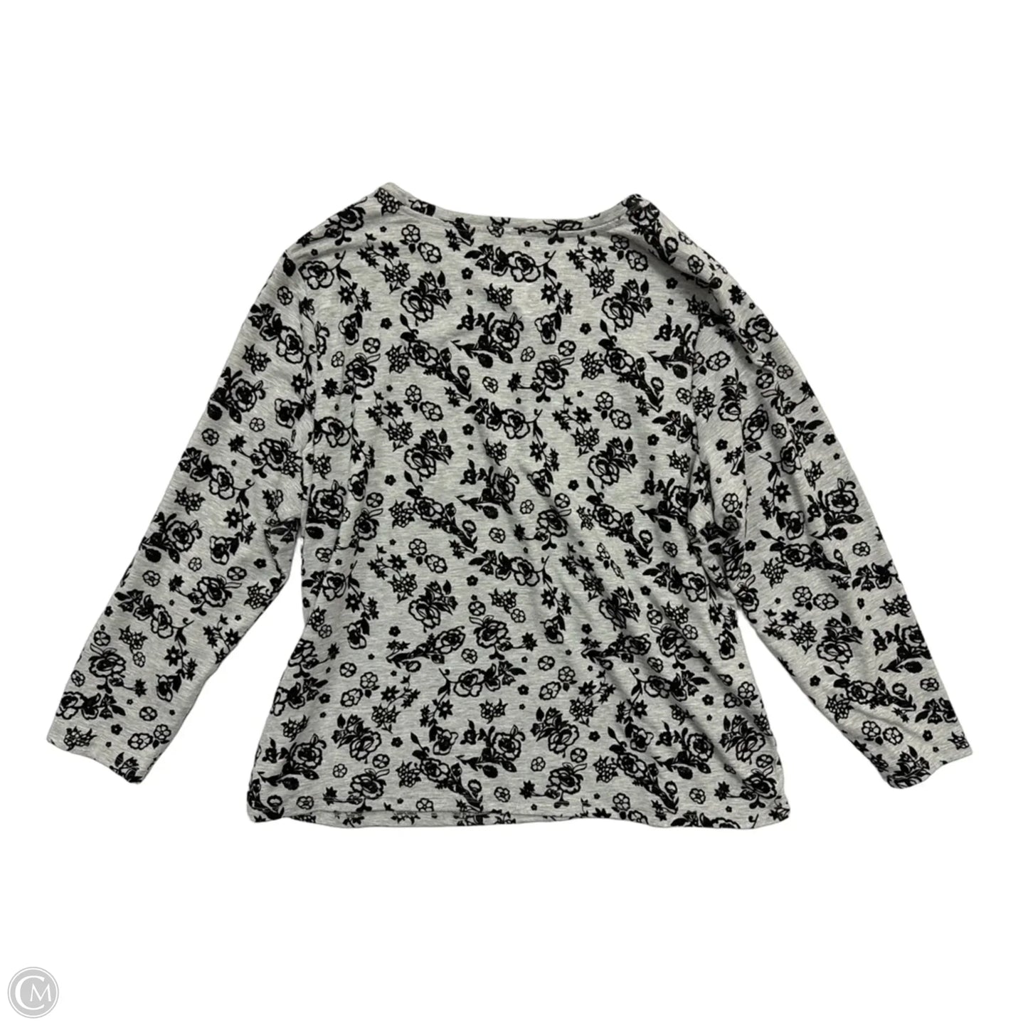 Top Long Sleeve By Talbots In Black & Grey, Size: 2x