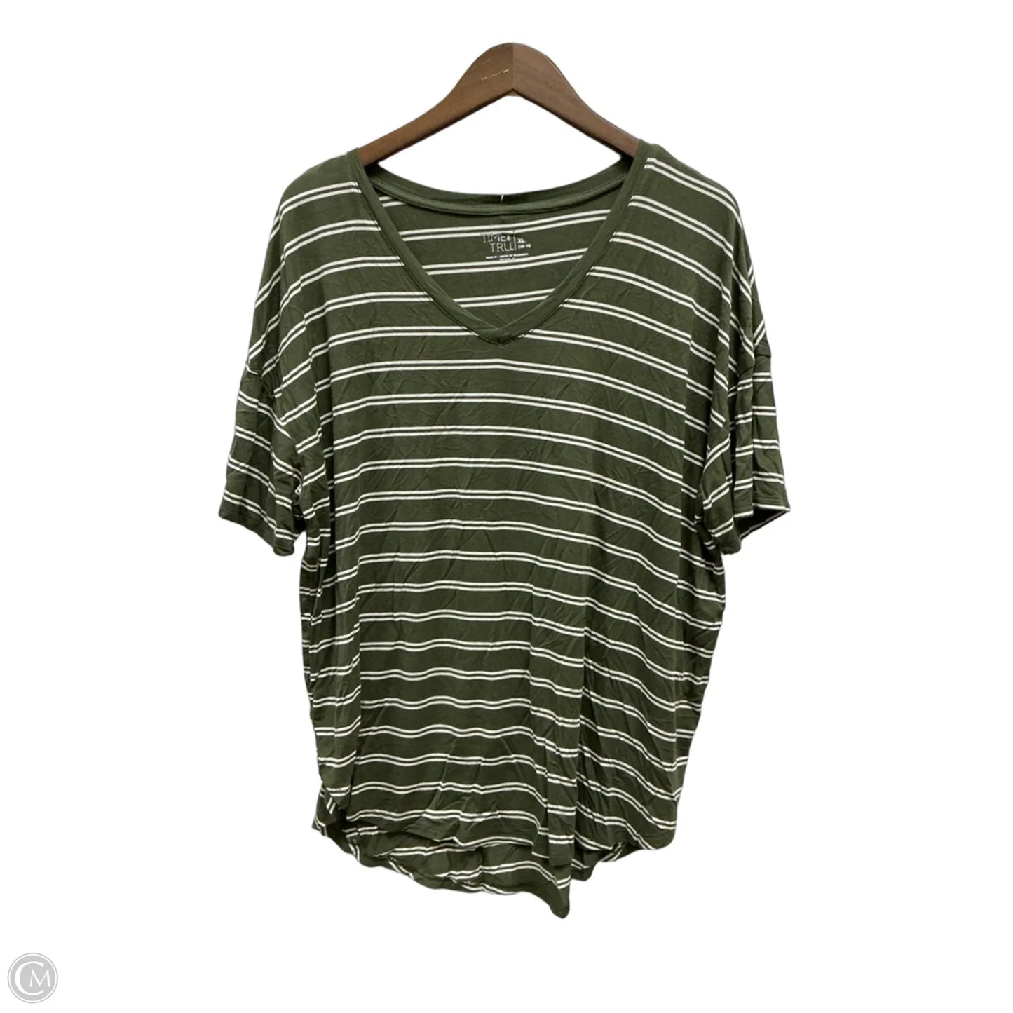 Tunic 3/4 Sleeve By Time And Tru In Striped Pattern, Size: Xl
