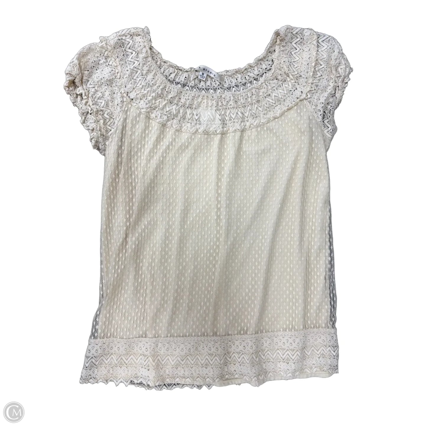 Top Short Sleeve By Max Studio In Cream, Size: M