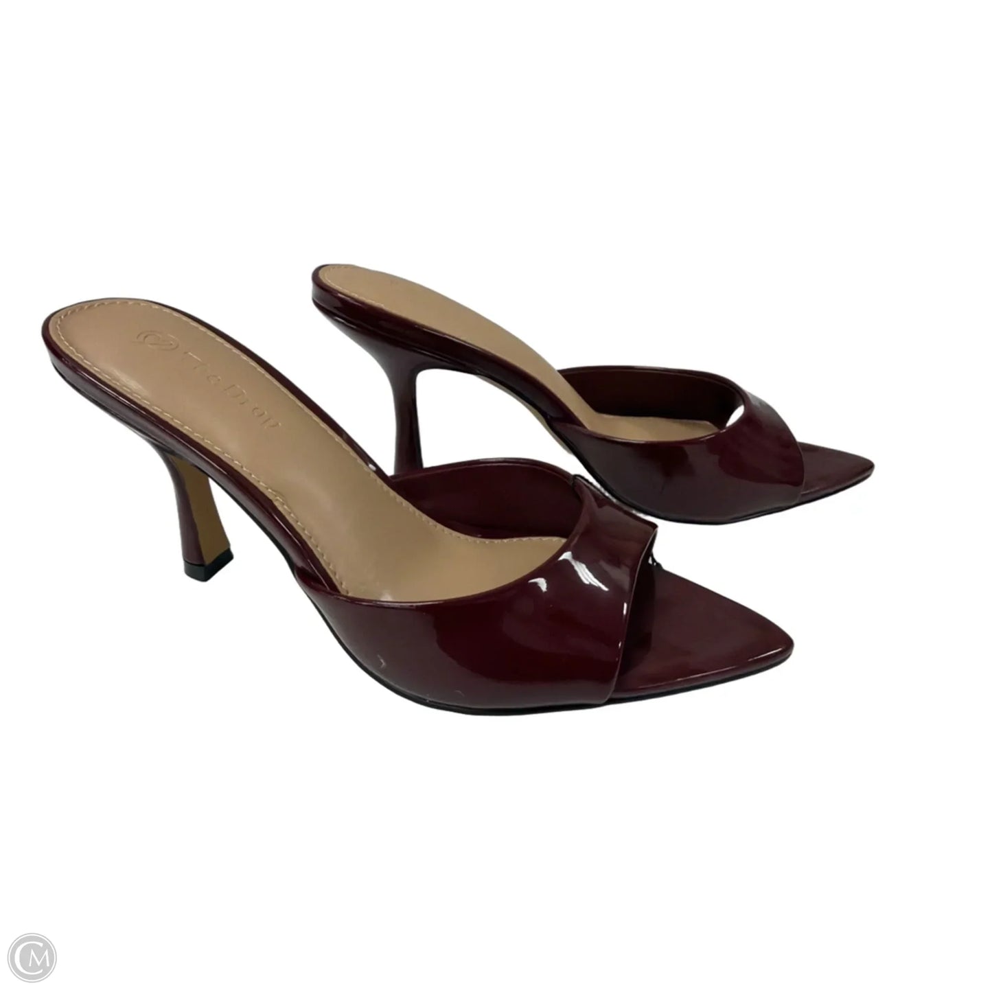 Sandals Heels Kitten By The Drop In Maroon, Size: 7