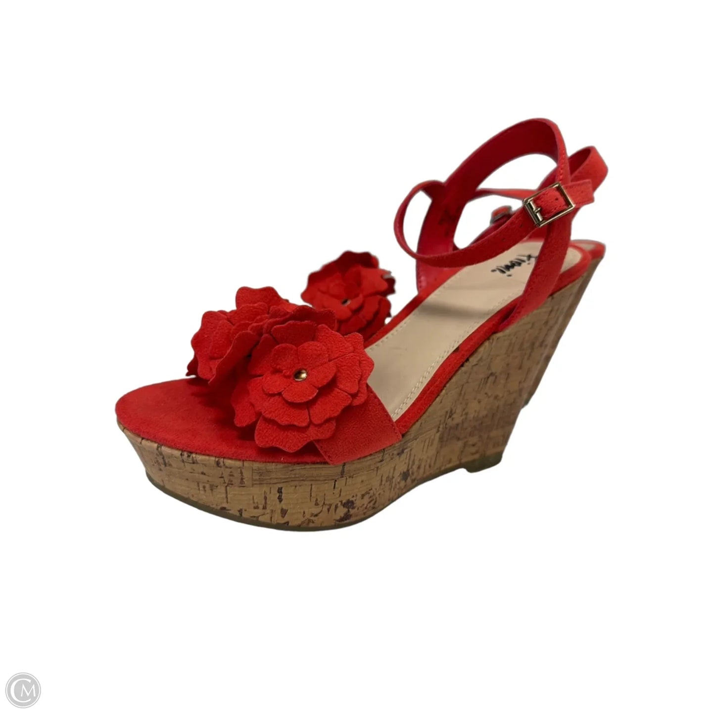 Sandals Heels Wedge By Fioni In Red, Size: 6.5