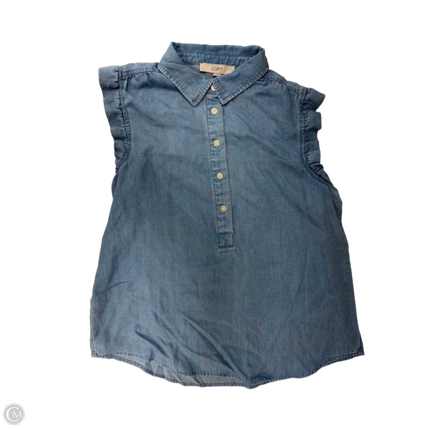 Top Sleeveless By Loft In Blue Denim, Size: M