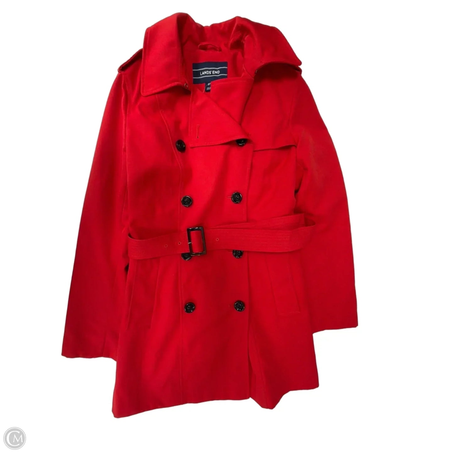 Coat Trench Coat By Lands End In Red, Size: S