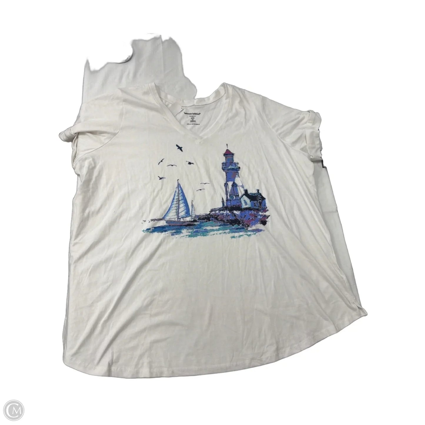 Top Short Sleeve By Woman Within In White, Size: 3x
