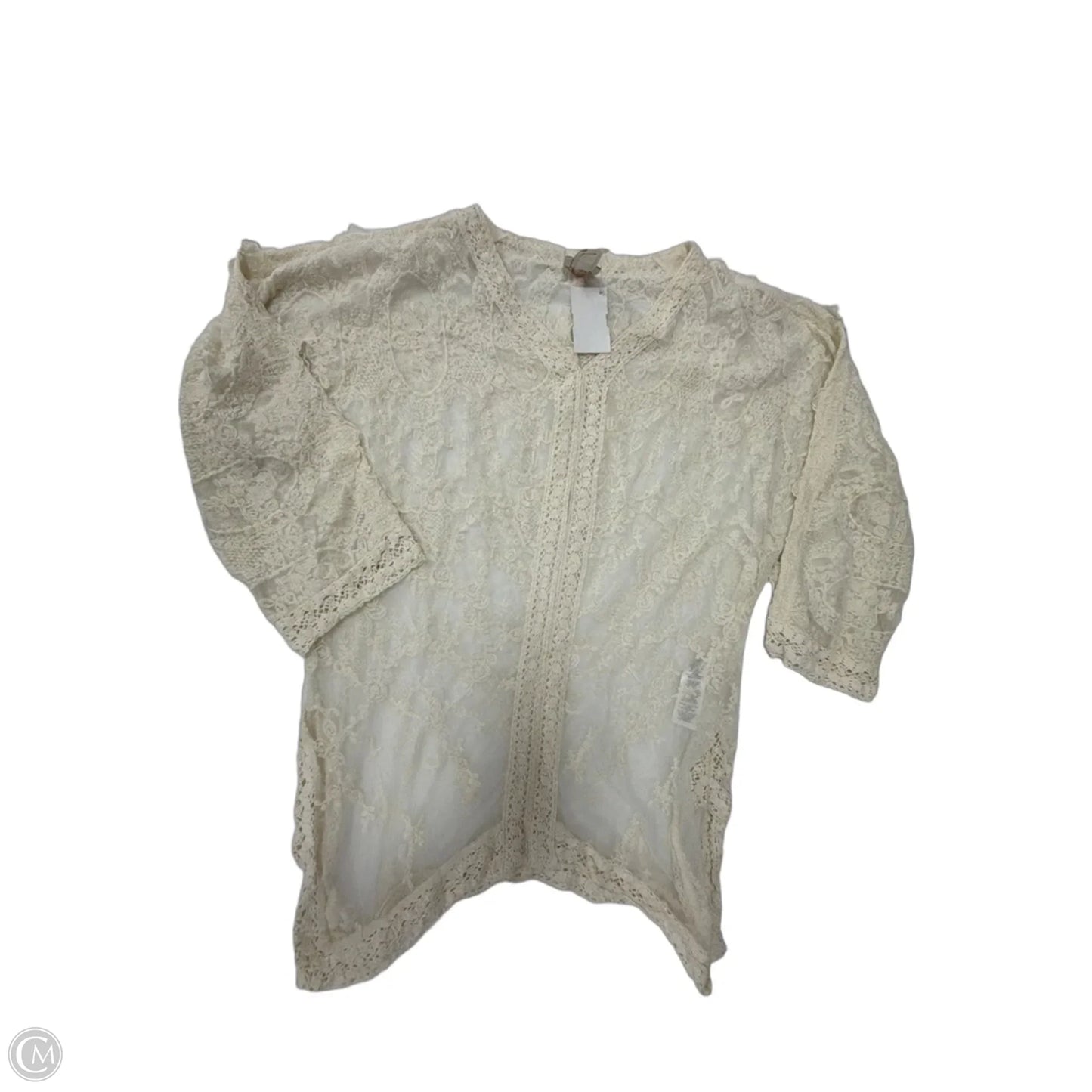 Top 3/4 Sleeve By Chicos In Cream, Size: S