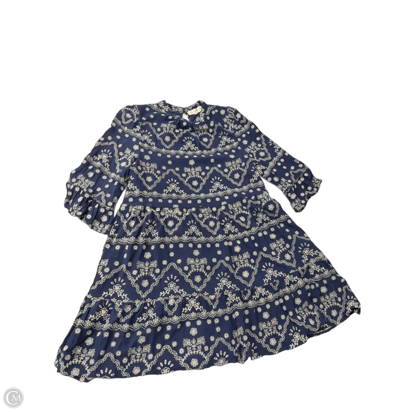 Dress Casual Midi By Penelope Rose In Blue & Cream, Size: L