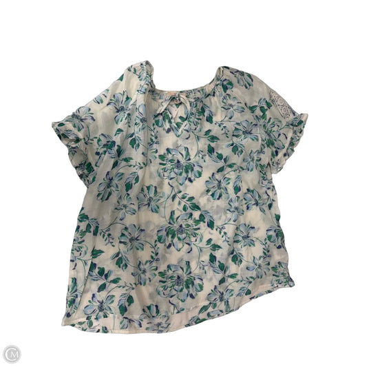 Top Short Sleeve By Como Vintage In Floral Print, Size: L