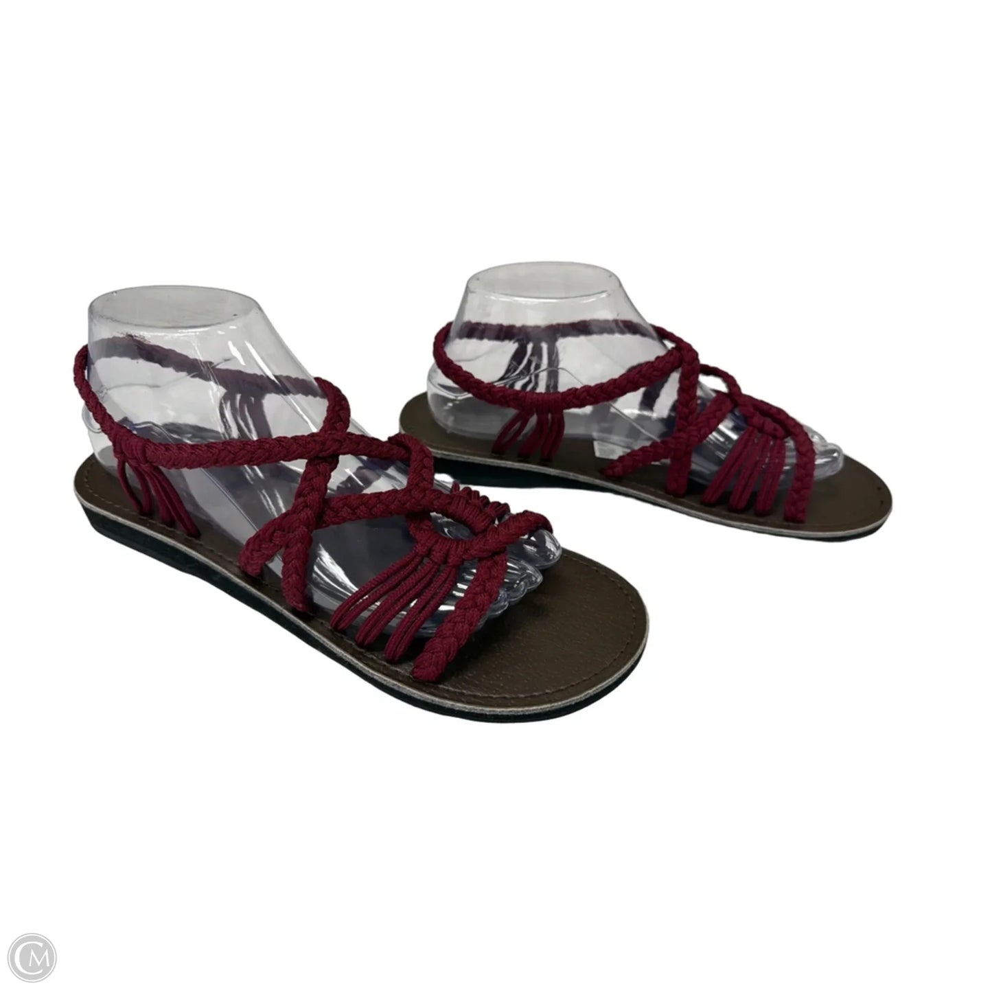 Sandals Flats By Clothes Mentor In Maroon, Size: 10
