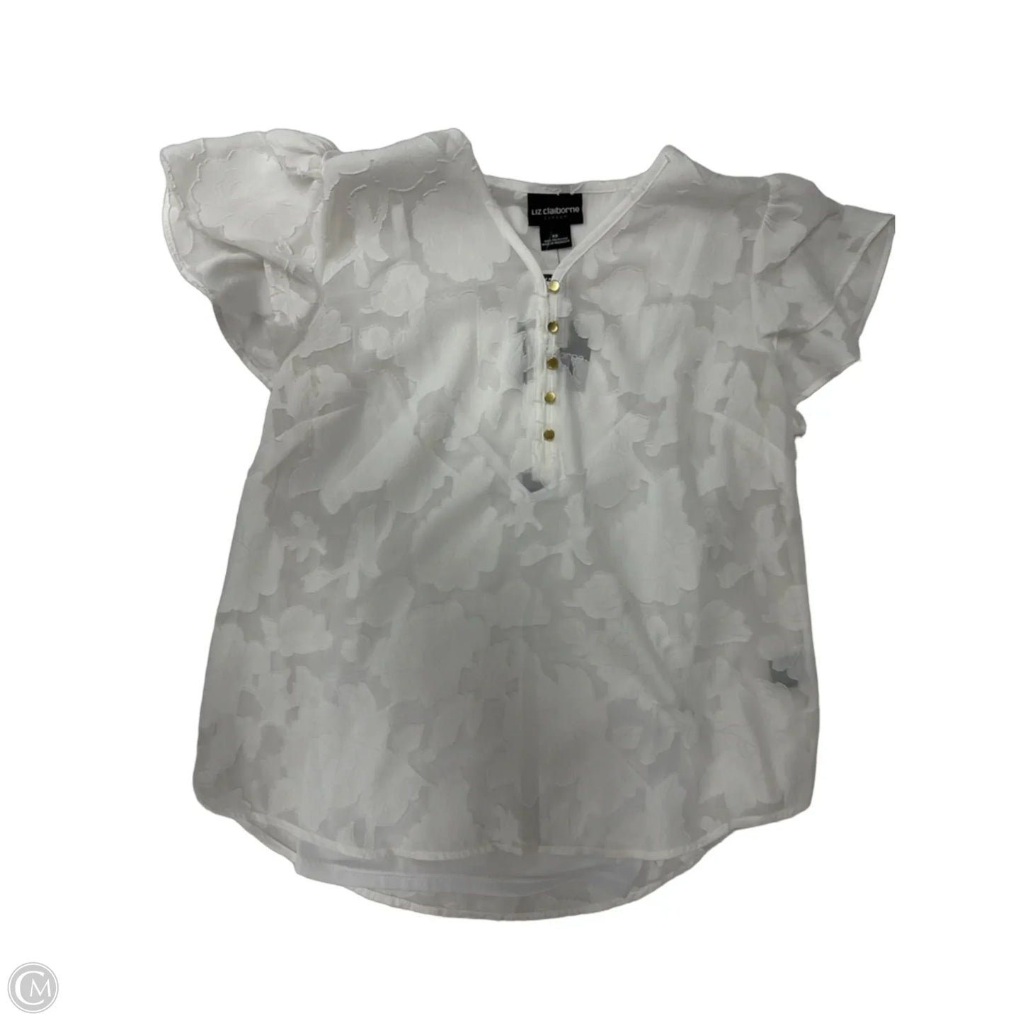 Top Short Sleeve By Liz Claiborne In White, Size: Xs