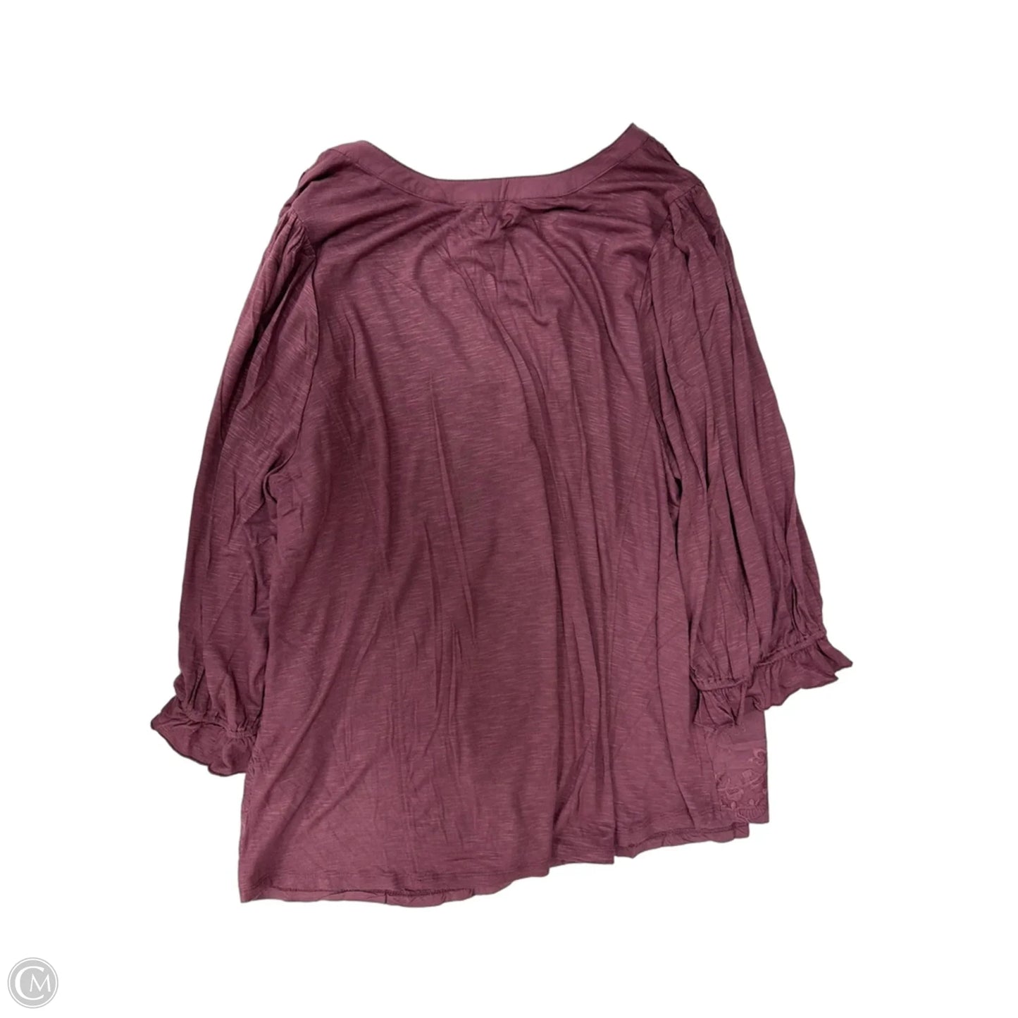 Top 3/4 Sleeve By Democracy In Purple, Size: 1x