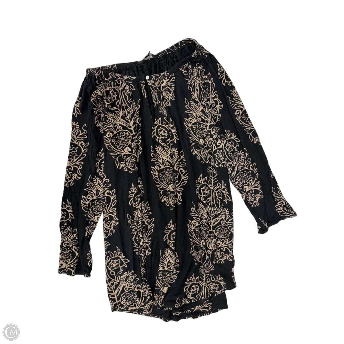 Top 3/4 Sleeve By Lucky Brand In Black & Brown, Size: 1x