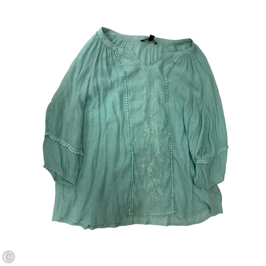 Top 3/4 Sleeve By Zac And Rachel In Aqua, Size: 2x