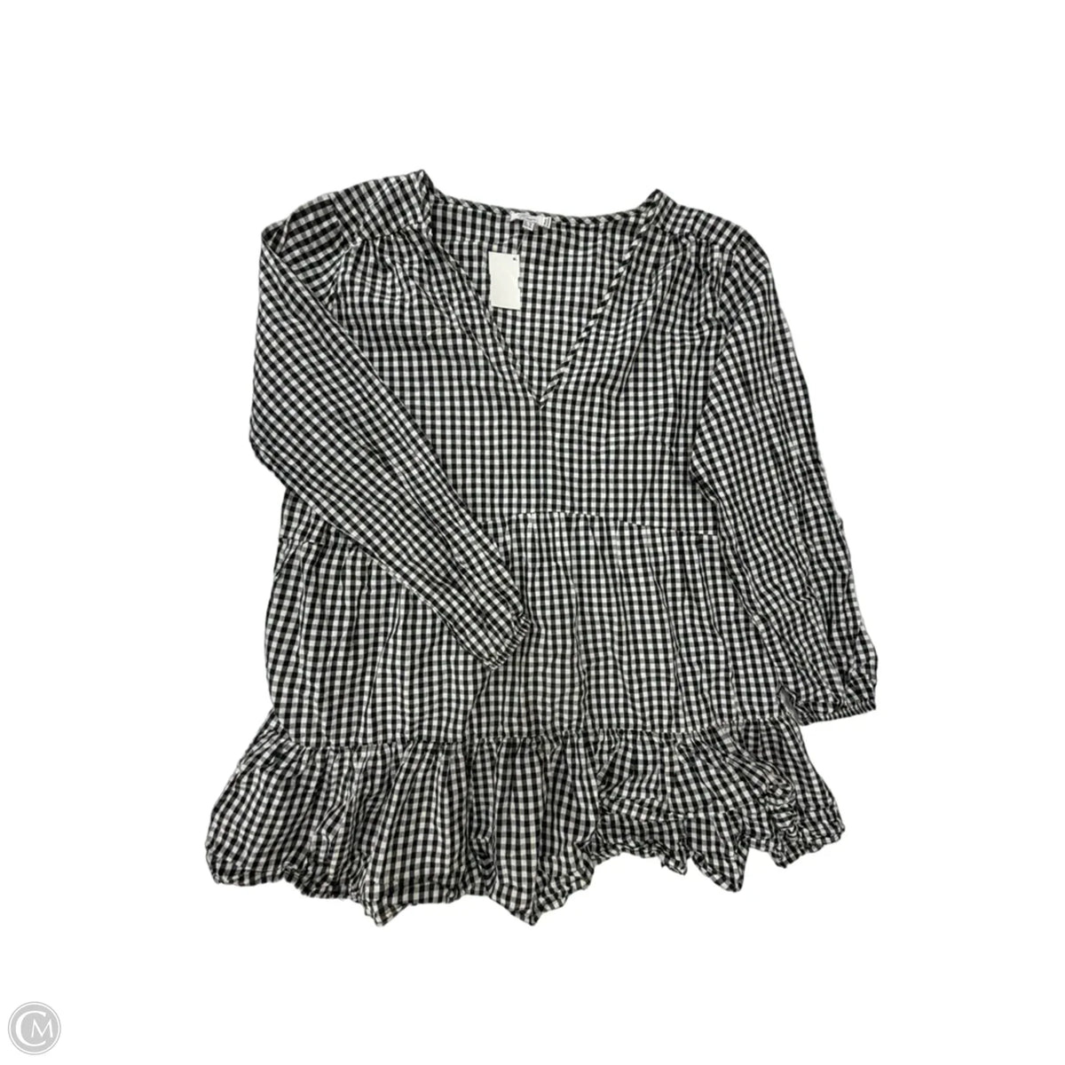 Tunic Long Sleeve By Clothes Mentor In Checkered Pattern, Size: M