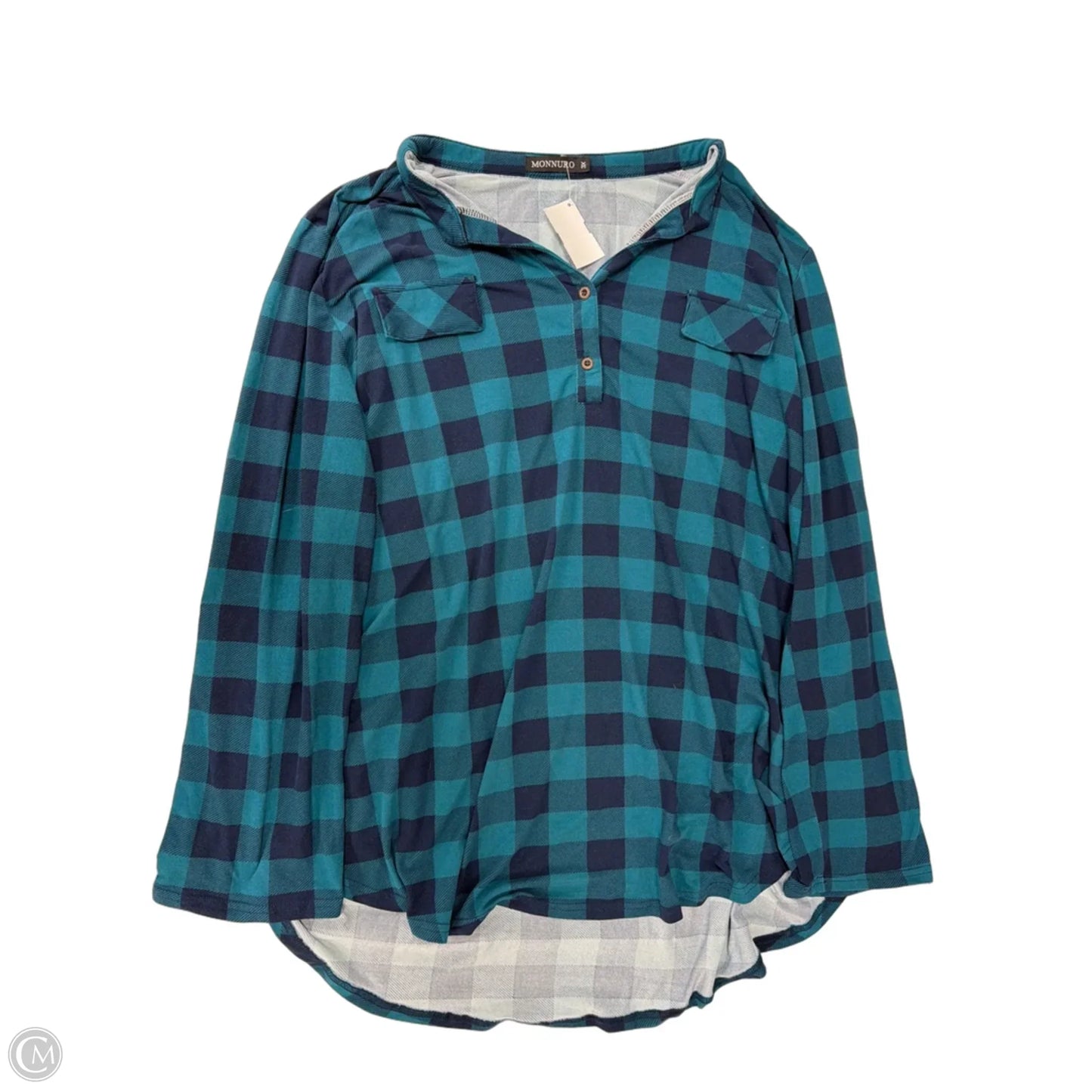 Top Long Sleeve By Clothes Mentor In Checkered Pattern, Size: 3x