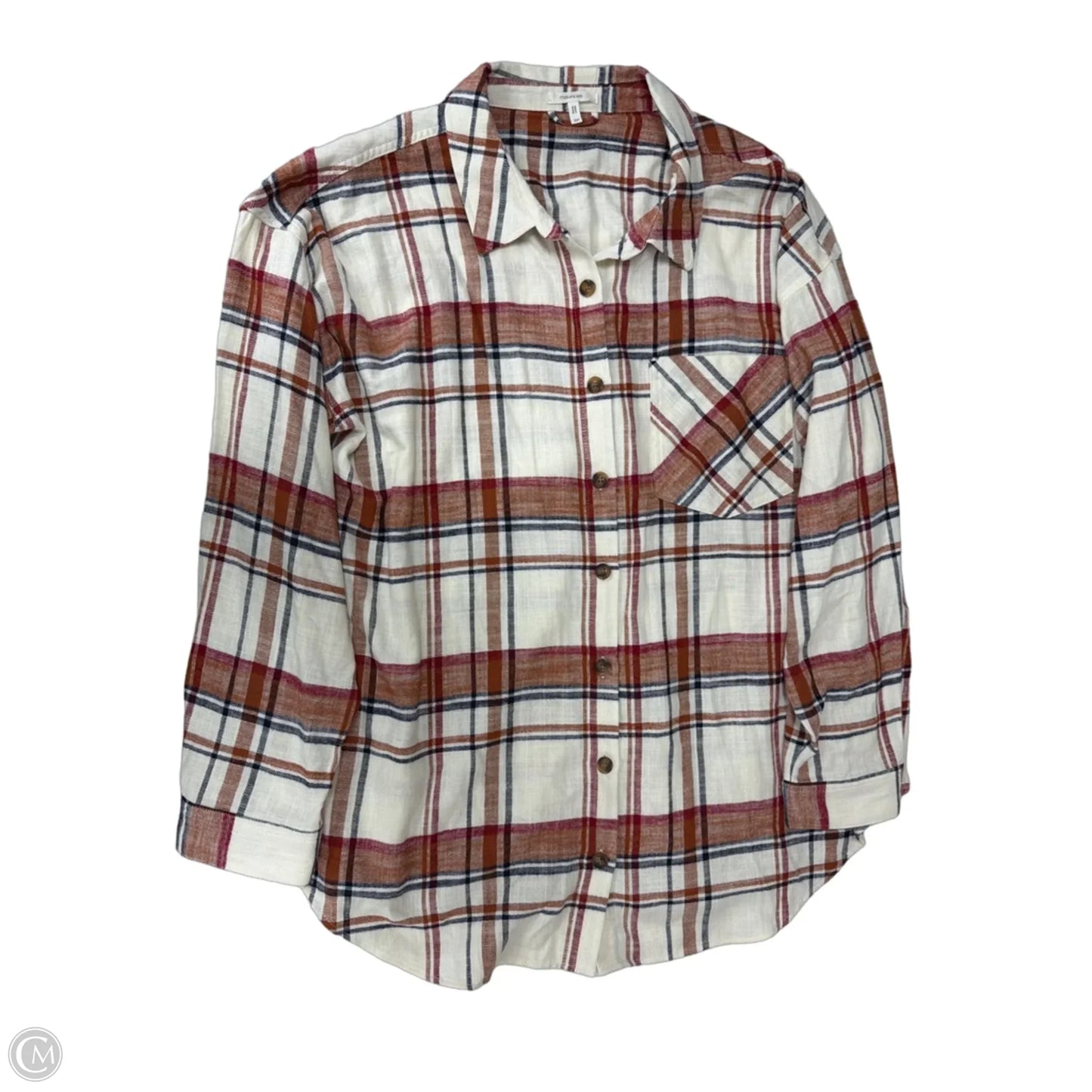 Top Long Sleeve By Maurices In Plaid Pattern, Size: 2x