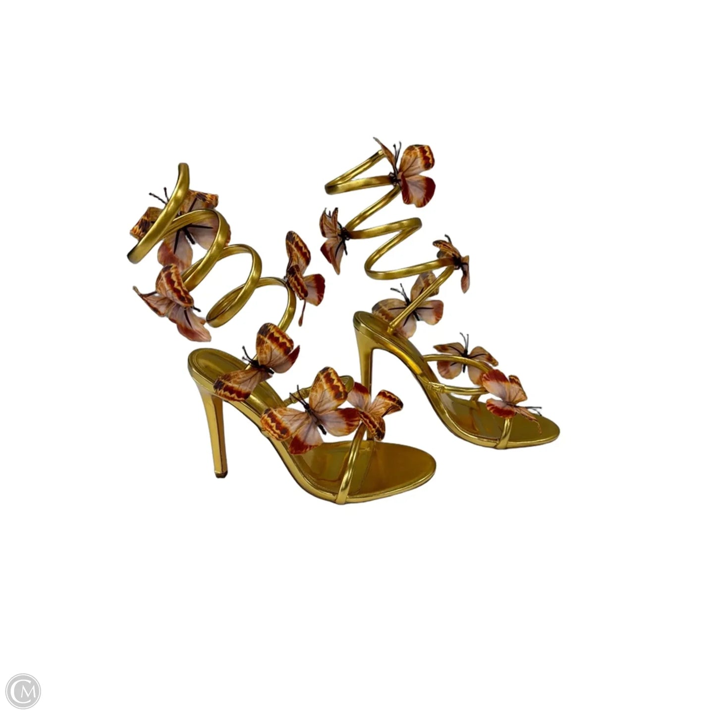 Sandals Heels Stiletto By Fashion Nova In Gold, Size: 9