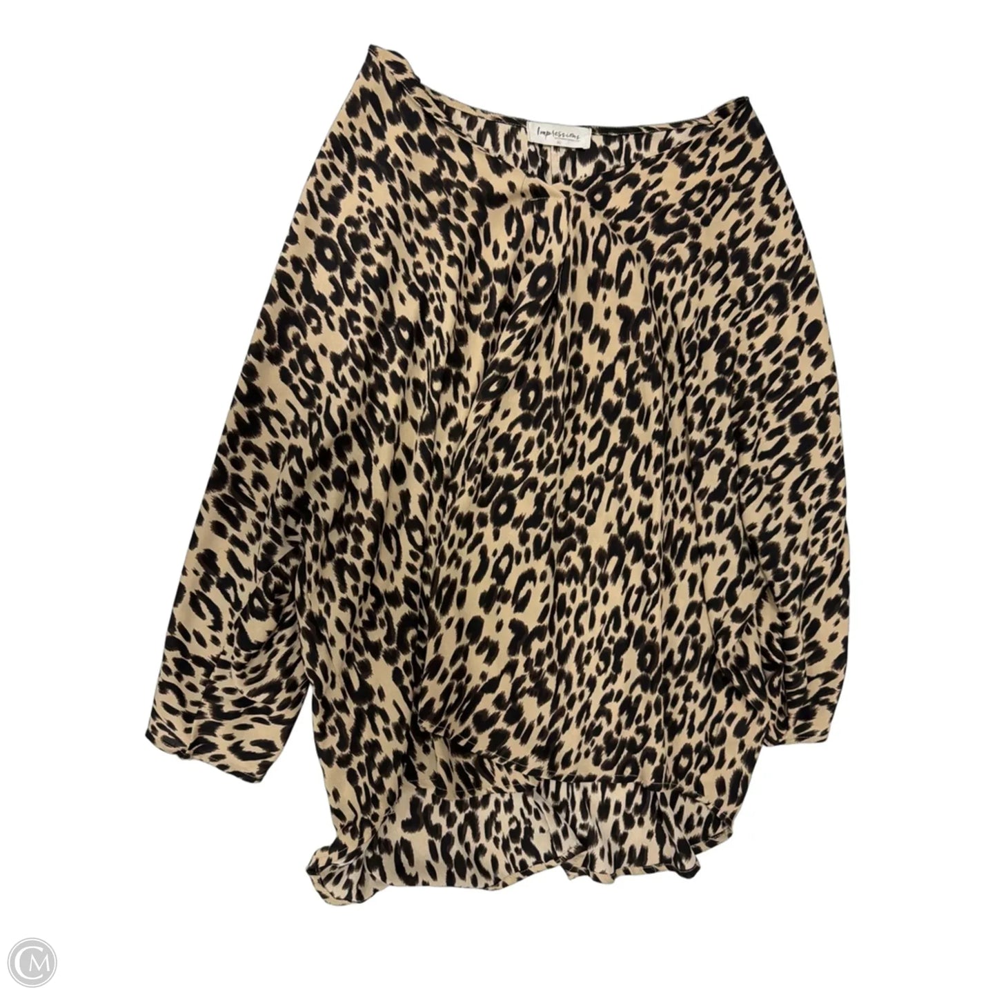 Top Long Sleeve By Impressions In Animal Print, Size: Xl