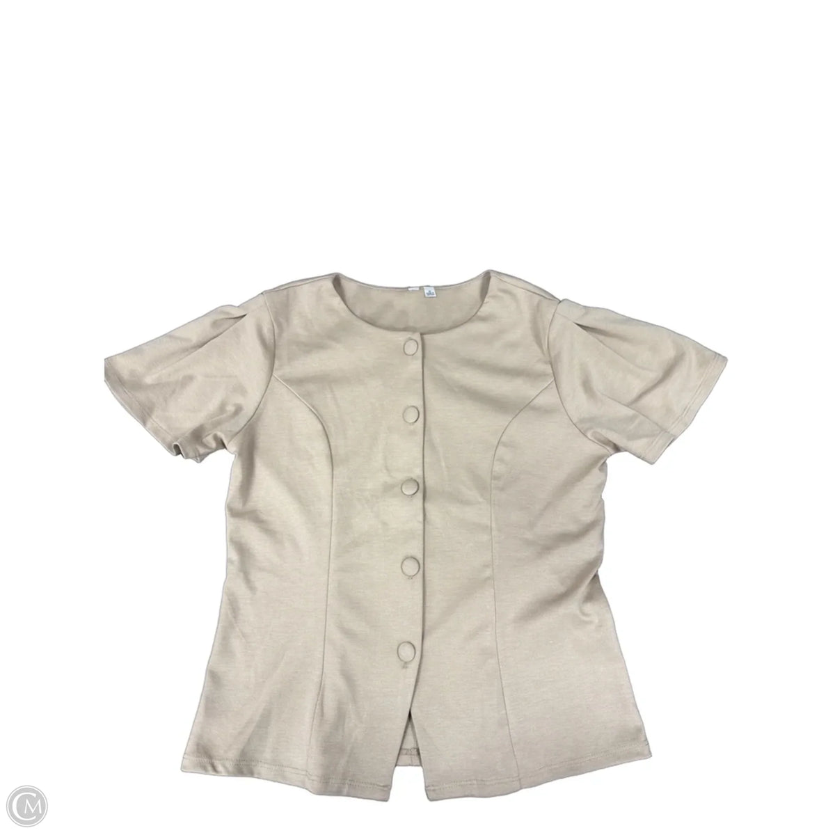 Top Short Sleeve By Cme In Tan, Size: M